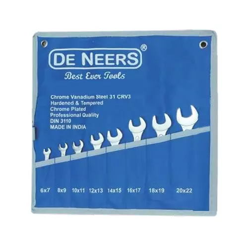 Dee Neers Double Open End Spanner Set (6-32 mm) Polished Head - 12 Pcs