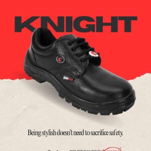 Komico Knight ISI Approved Safety Shoes | Steel Toe | Black Leather Industrial Safety Footwear for Factory, Warehouse & Construction