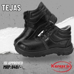 Komico Tejas ISI Approved Safety Shoes | Steel Toe | Black Industrial Safety Footwear for Factory, Construction & Welding